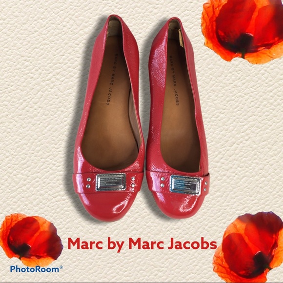 Marc By Marc Jacobs Shoes - Marc by Marc Jacobs Red Logo Ballet Flats